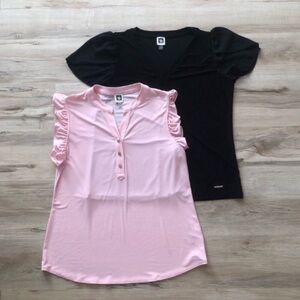 BUNDLE DEAL!! Anne Klein Women's Pink and Black Ruffle Sleeve Tops